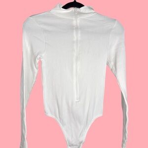 PrettyLittleThing Cream Ribbed Bodysuit